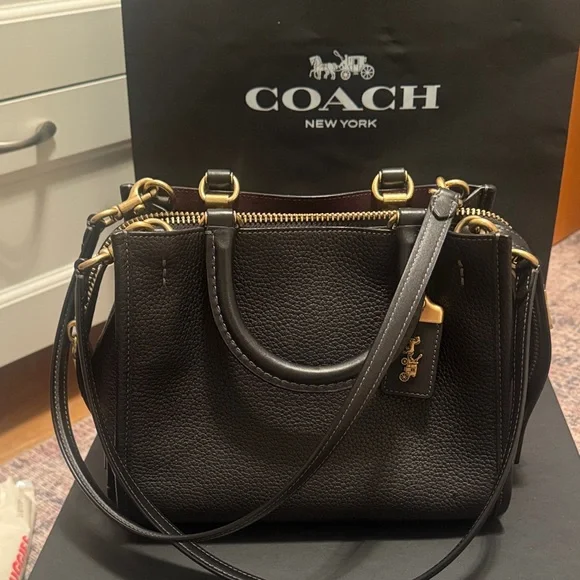 Coach Black Shoulder Bag with Gold Accents - Picture 12 of 12